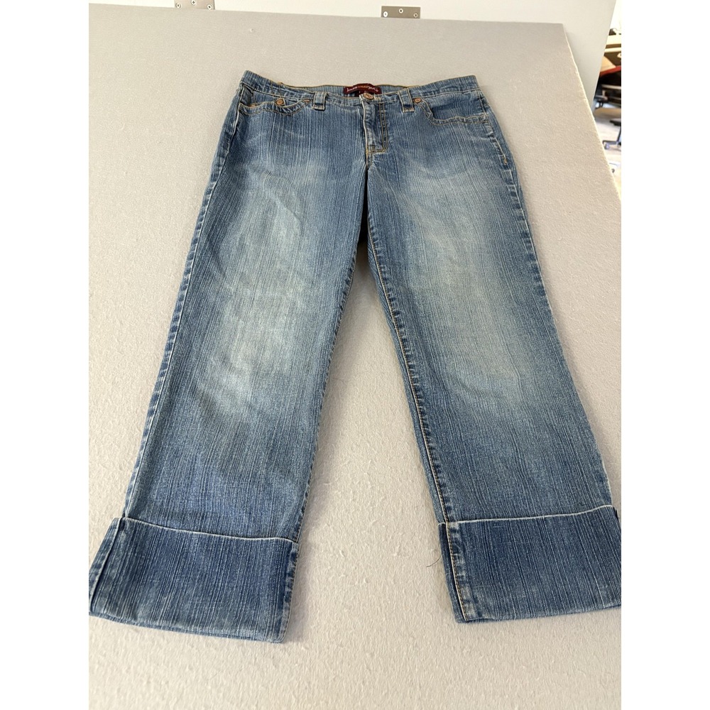 Jones Wear Jeans Womens Jeans‎ 12 Cuffed Cropped Straight Distressed Denim Pants